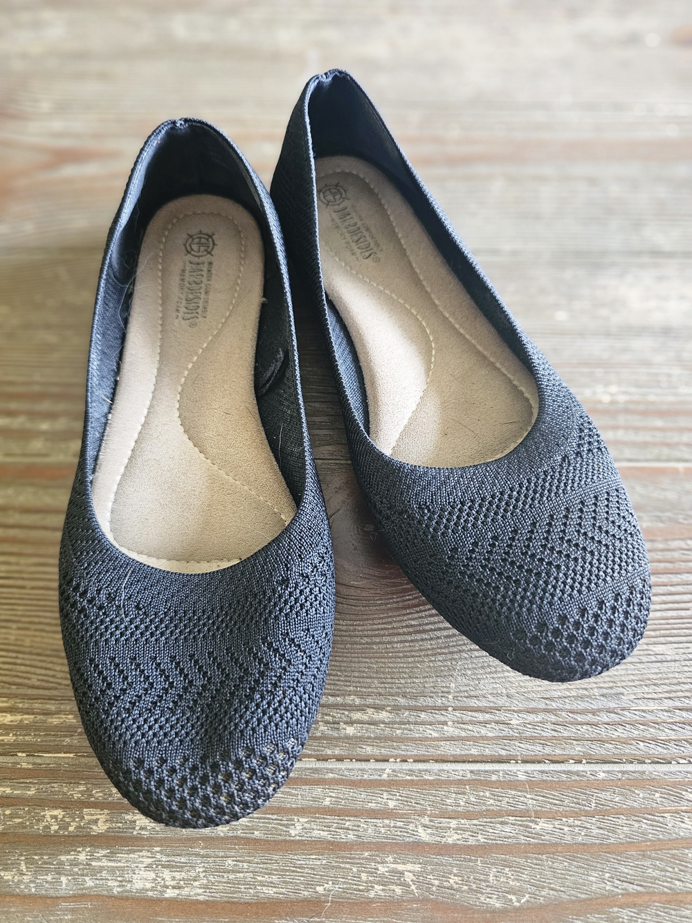 Women's Black Knit Ballet Flats - Comfortable Everyday Slip-Ons